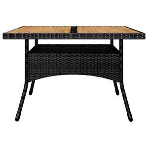 9-tlg. Garten-Essgruppe Poly Rattan und Akazienholz Schwarz