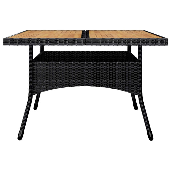 9-tlg. Garten-Essgruppe Poly Rattan und Akazienholz Schwarz