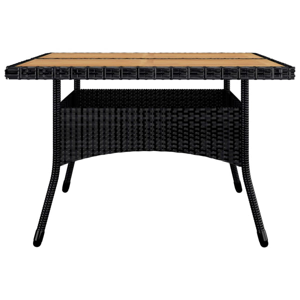 9-tlg. Garten-Essgruppe Poly Rattan und Akazienholz Schwarz