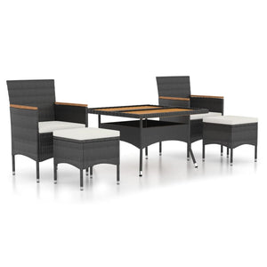 vidaXL Ensemble de salle à manger de jardin 5 pcs Résine tressée et bois d'acacia massif Noir
