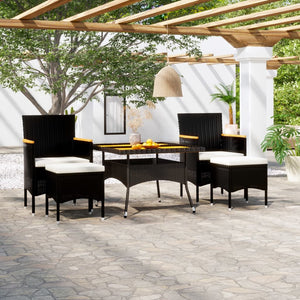vidaXL Ensemble de salle à manger de jardin 5 pcs Résine tressée et bois d'acacia massif Noir