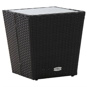 3-tlg. Bistro-Set Poly Rattan und Hartglas Schwarz