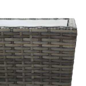 3-tlg. Bistro-Set Poly Rattan und Hartglas Grau