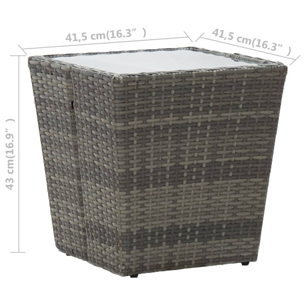 3-tlg. Bistro-Set Poly Rattan und Hartglas Grau