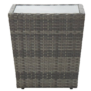 3-tlg. Bistro-Set Poly Rattan und Hartglas Grau