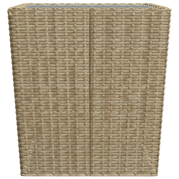 3-tlg. Bistro-Set Poly Rattan und Hartglas Beige
