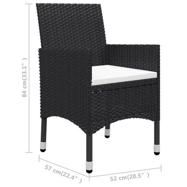 3-tlg. Bistro-Set Poly Rattan und Akazienholz Schwarz