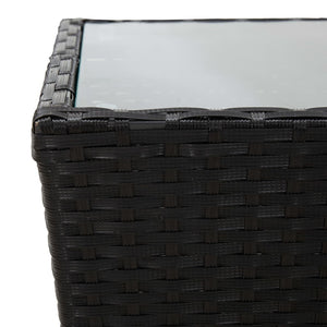 3-tlg. Bistro-Set Poly Rattan und Hartglas Schwarz