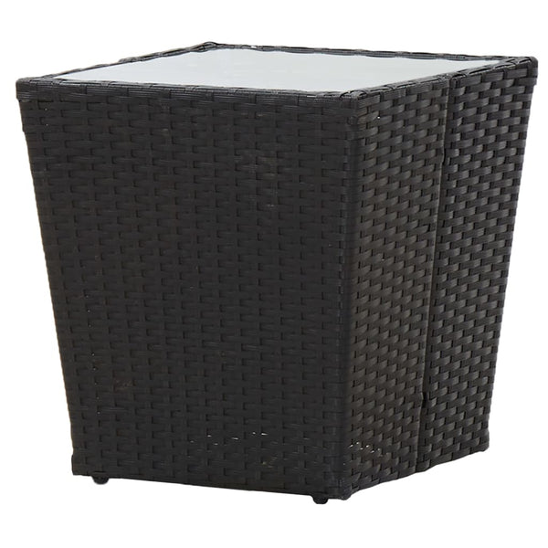 3-tlg. Bistro-Set Poly Rattan und Hartglas Schwarz