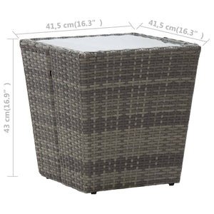 3-tlg. Bistro-Set Poly Rattan und Hartglas Grau