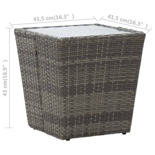 3-tlg. Bistro-Set Poly Rattan und Hartglas Grau