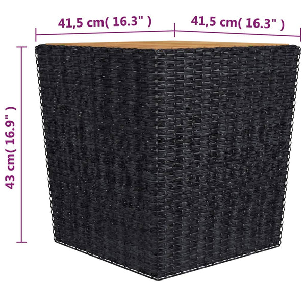3-tlg. Bistro-Set Poly Rattan und Akazienholz Schwarz