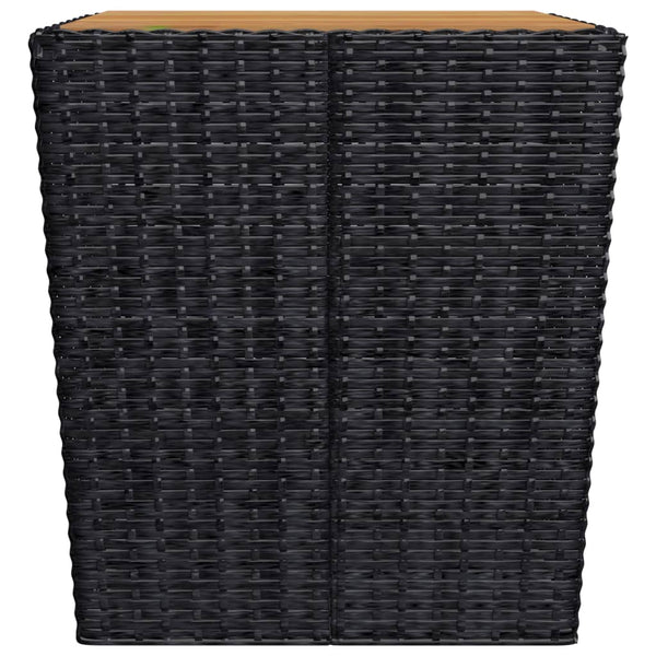 3-tlg. Bistro-Set Poly Rattan und Akazienholz Schwarz