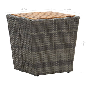 3-tlg. Bistro-Set Poly Rattan und Akazienholz Grau