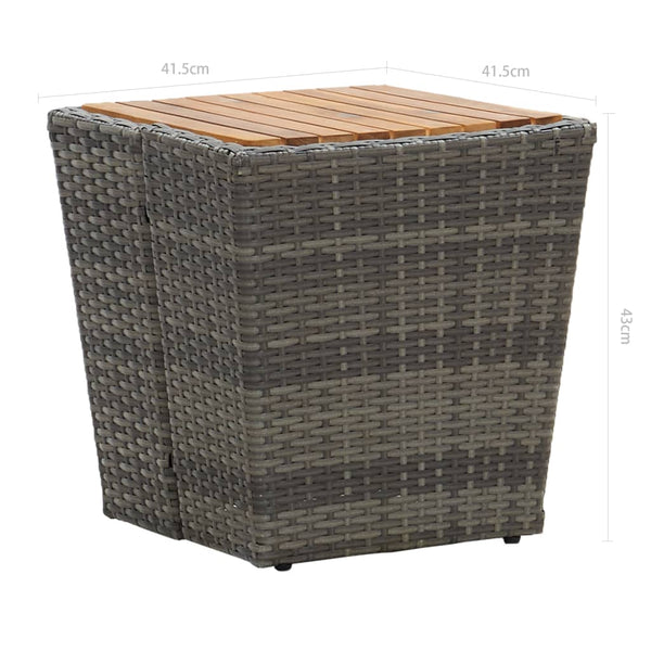 3-tlg. Bistro-Set Poly Rattan und Akazienholz Grau