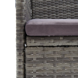 3-tlg. Bistro-Set Poly Rattan und Akazienholz Grau