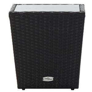5-tlg. Garten-Bistro-Set Poly Rattan und Hartglas Schwarz