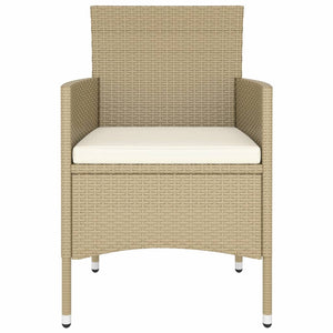 5-tlg. Garten-Bistro-Set Poly Rattan und Hartglas Beige