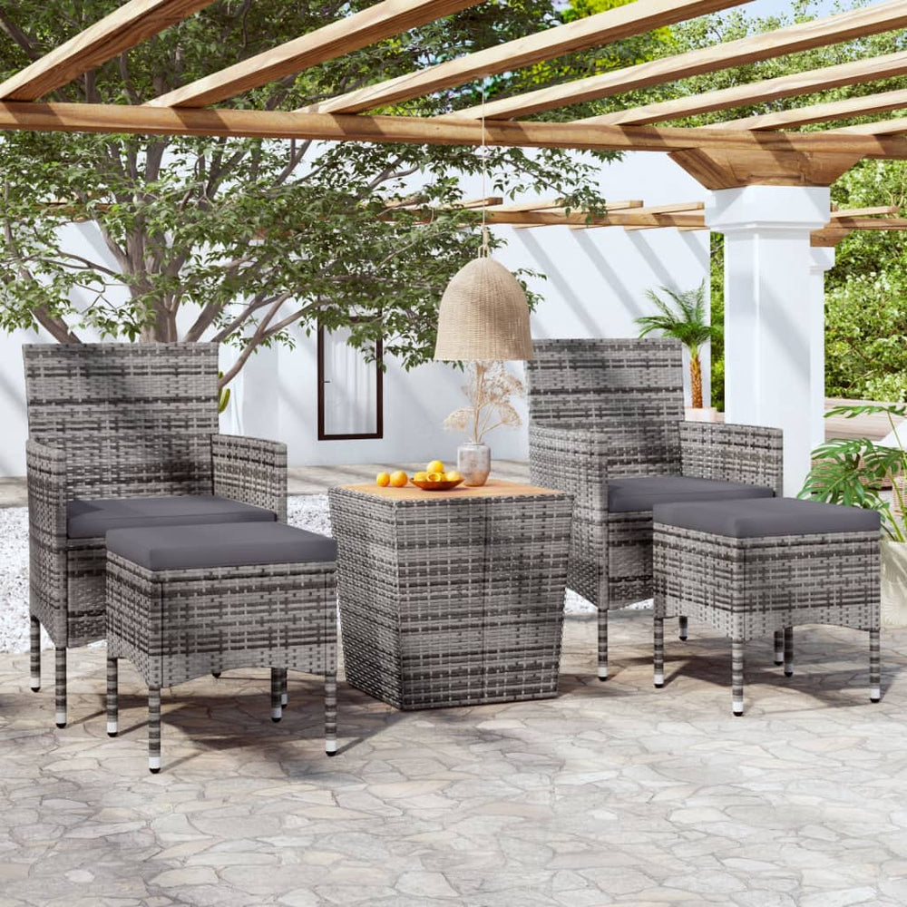 vidaXL Ensemble bistro de jardin 5 pcs résine tressée et bois d'acacia massif Gris