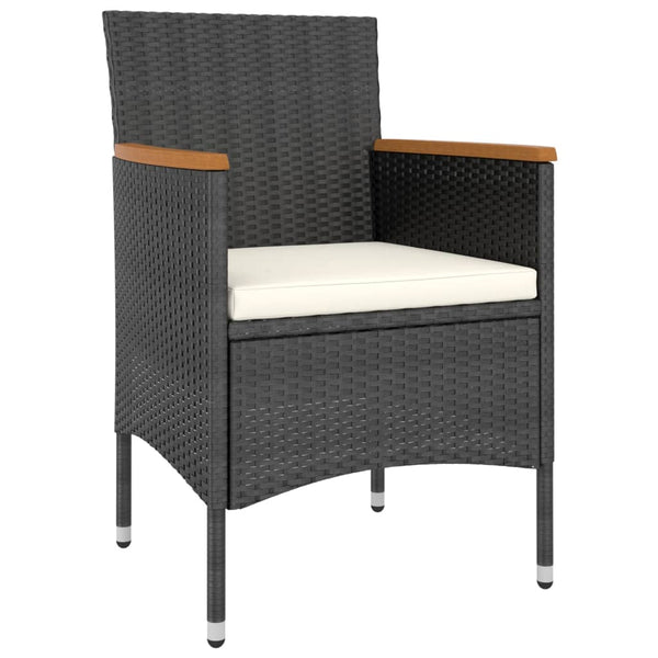 5-tlg. Garten-Bistro-Set Poly Rattan und Hartglas Schwarz
