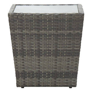 5-tlg. Garten-Bistro-Set Poly Rattan und Hartglas Grau