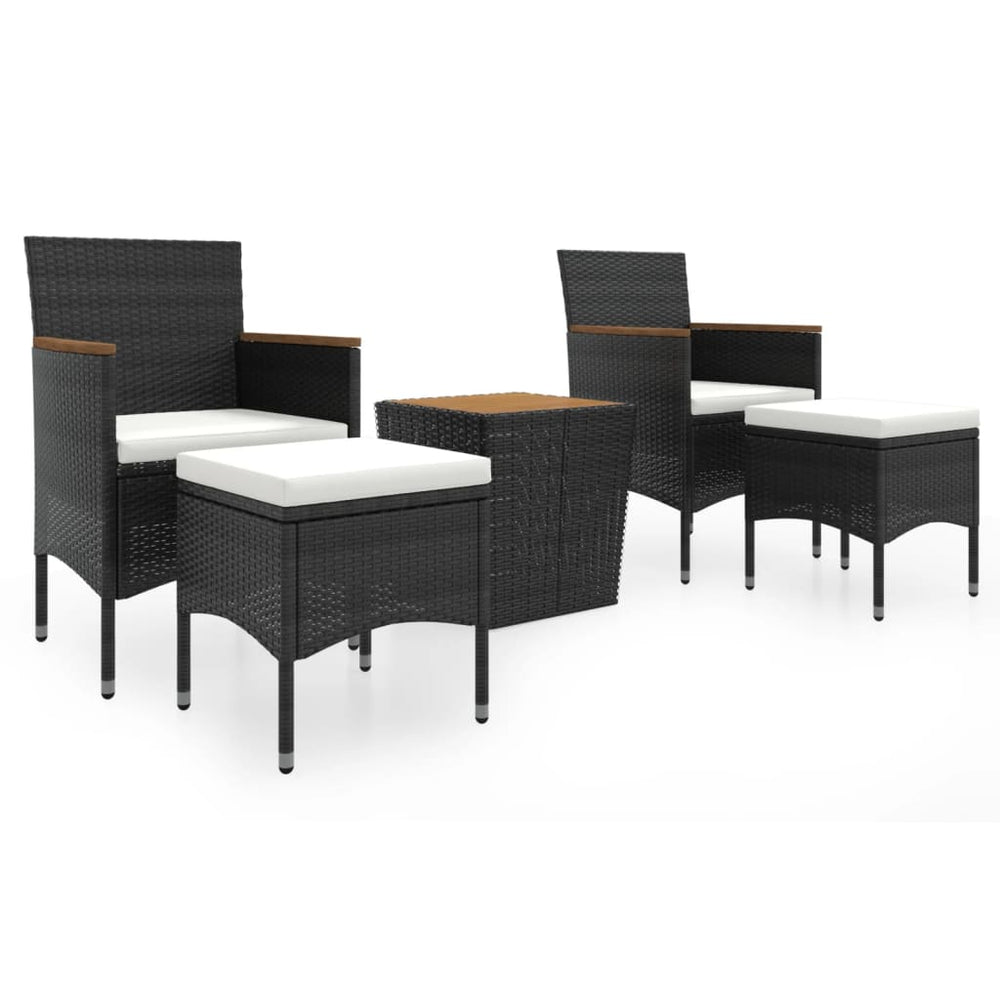 vidaXL Ensemble de bistro de jardin 5 pcs Résine tressée et bois d'acacia massif Noir