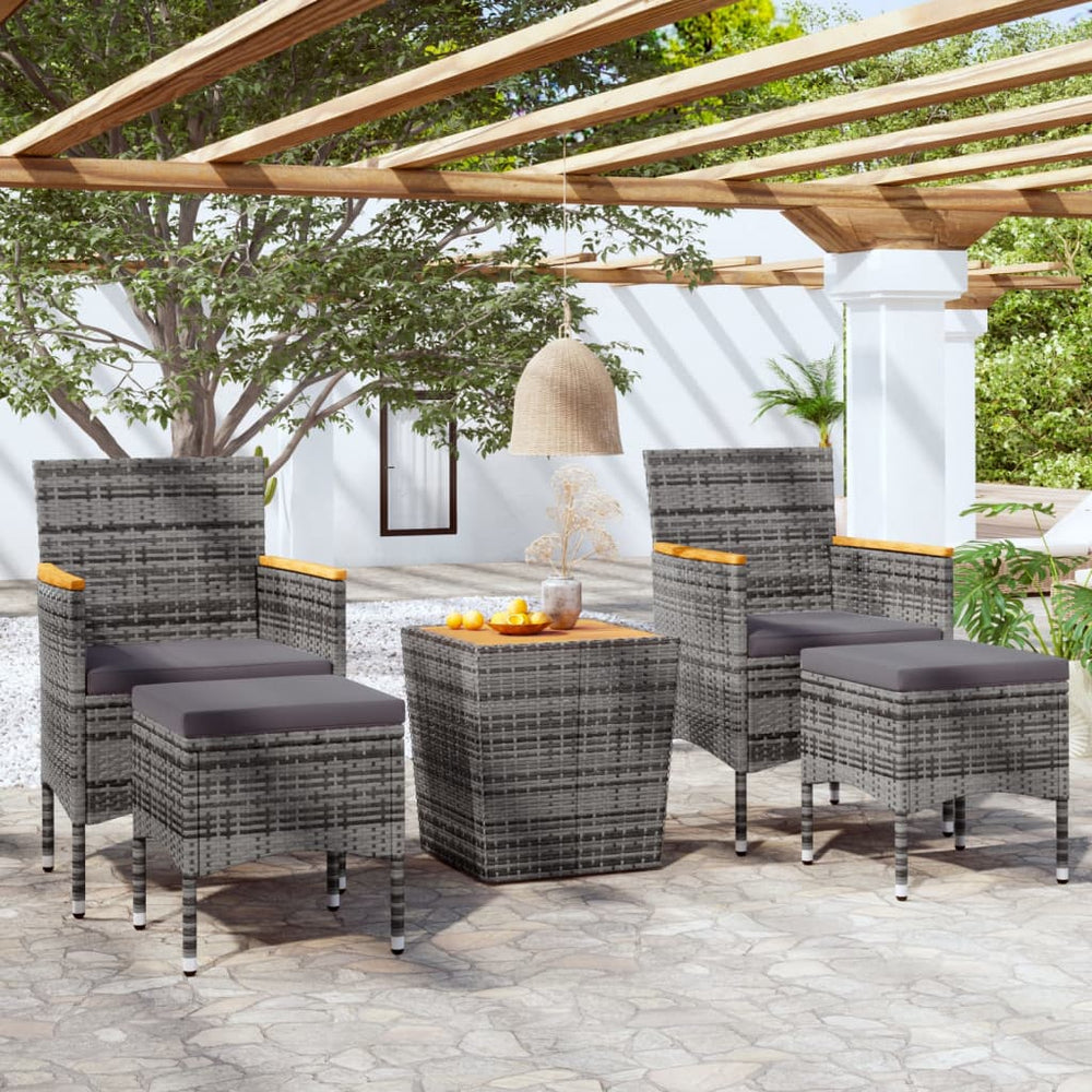 vidaXL Ensemble bistro de jardin 5 pcs résine tressée et bois d'acacia massif Gris