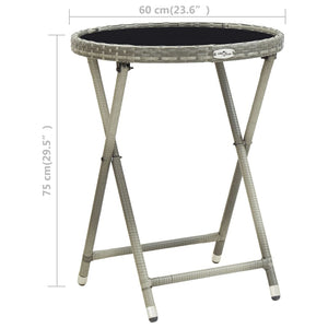 3-tlg. Bistro-Set Poly Rattan und Hartglas Grau