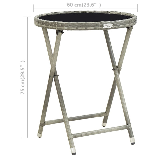 3-tlg. Bistro-Set Poly Rattan und Hartglas Grau