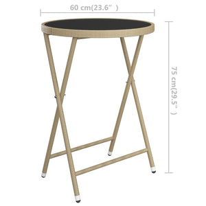 3-tlg. Bistro-Set Poly Rattan und Hartglas Beige