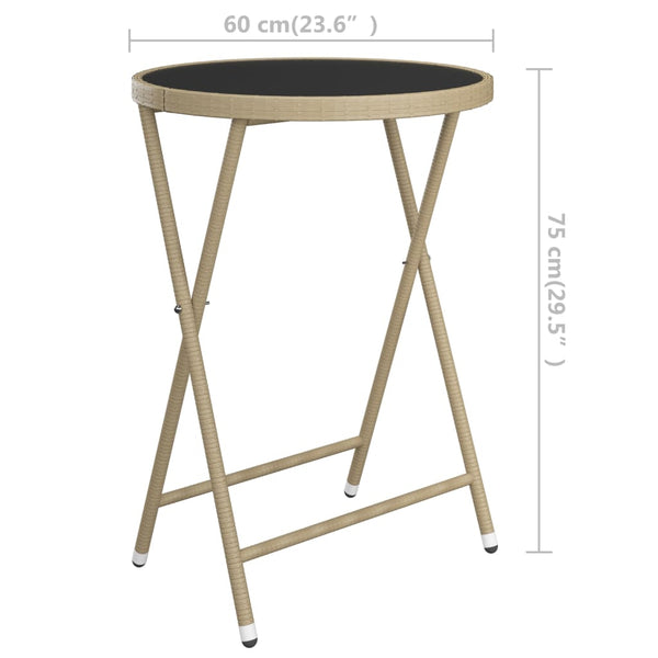 3-tlg. Bistro-Set Poly Rattan und Hartglas Beige