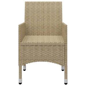 3-tlg. Bistro-Set Poly Rattan und Hartglas Beige