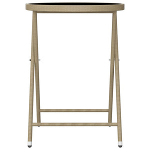 3-tlg. Bistro-Set Poly Rattan und Hartglas Beige