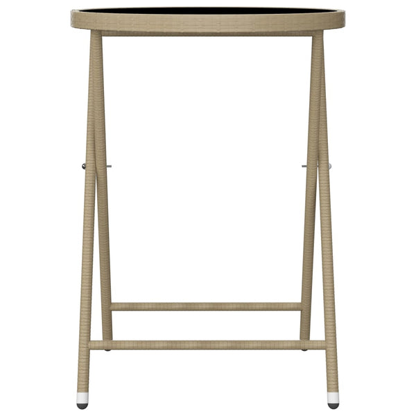 3-tlg. Bistro-Set Poly Rattan und Hartglas Beige