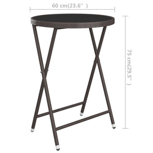 3-tlg. Bistro-Set Poly Rattan und Hartglas Braun