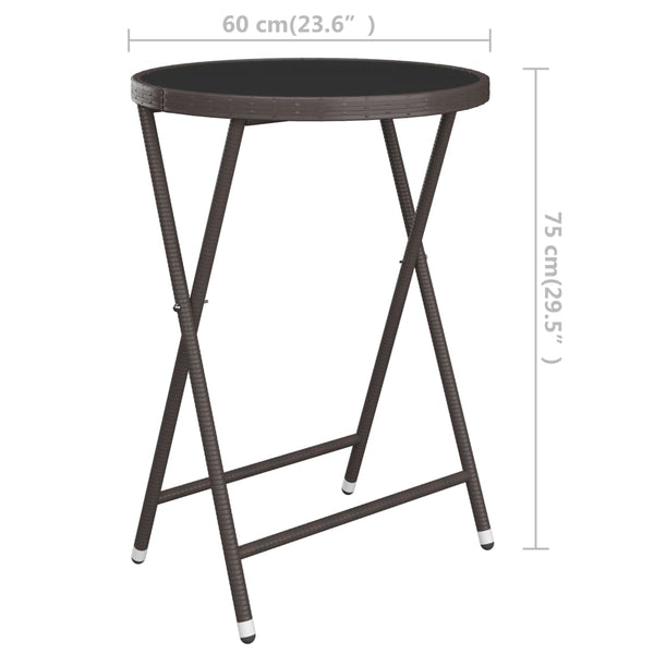 3-tlg. Bistro-Set Poly Rattan und Hartglas Braun