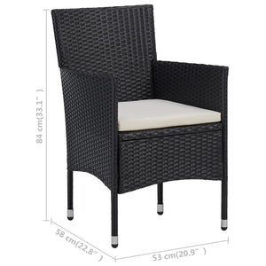 3-tlg. Bistro-Set Poly Rattan und Akazienholz Schwarz