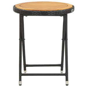 3-tlg. Bistro-Set Poly Rattan und Akazienholz Schwarz