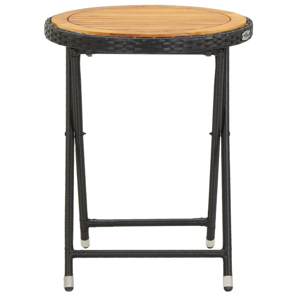 3-tlg. Bistro-Set Poly Rattan und Akazienholz Schwarz