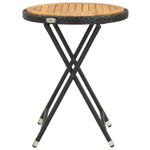 3-tlg. Bistro-Set Poly Rattan und Akazienholz Schwarz