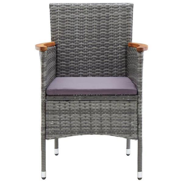 3-tlg. Bistro-Set Poly Rattan und Hartglas Grau