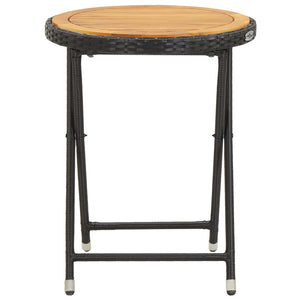 3-tlg. Bistro-Set Poly Rattan und Akazienholz Schwarz