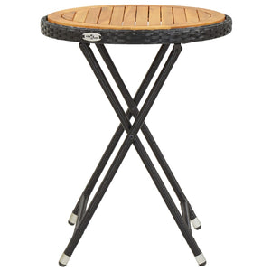 3-tlg. Bistro-Set Poly Rattan und Akazienholz Schwarz
