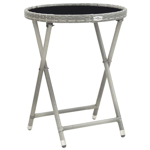 5-tlg. Garten-Bistro-Set Poly Rattan und Hartglas Grau