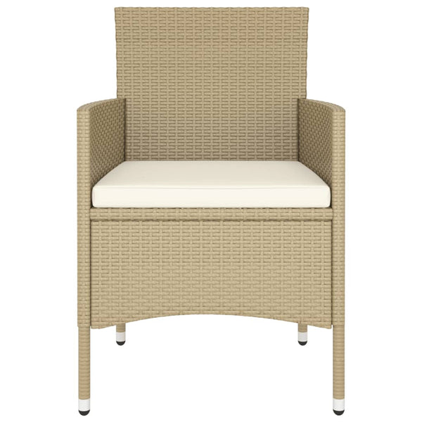 5-tlg. Garten-Bistro-Set Poly Rattan und Hartglas Beige