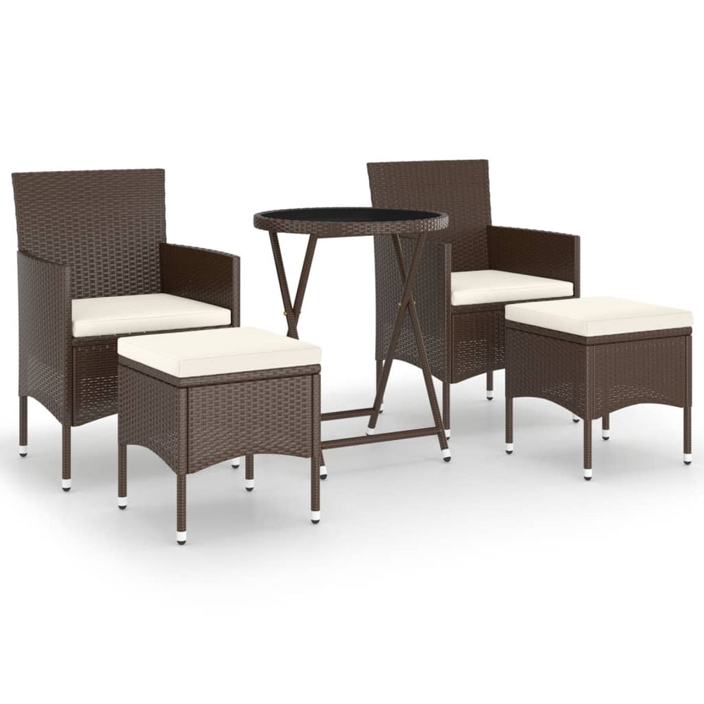 vidaXL Ensemble bistrot 5 pcs résine tressée et verre trempé Marron