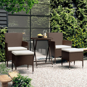 5-tlg. Bistro-Set Poly-Rattan und Hartglas Braun