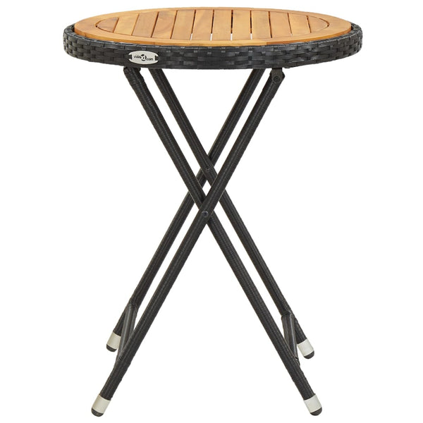 5-tlg. Garten-Bistro-Set Poly Rattan Massivholz Akazie Schwarz