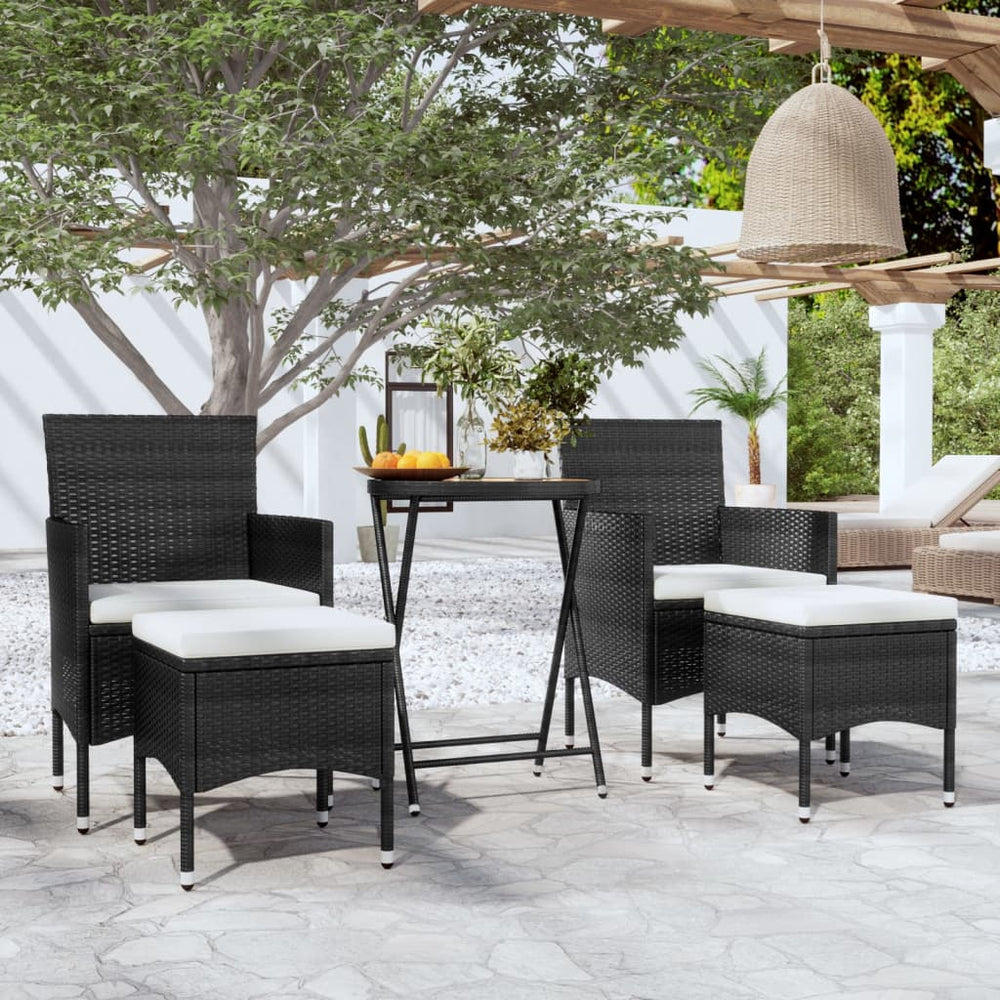 vidaXL Ensemble de bistro de jardin 5 pcs Résine tressée et bois d'acacia massif Noir