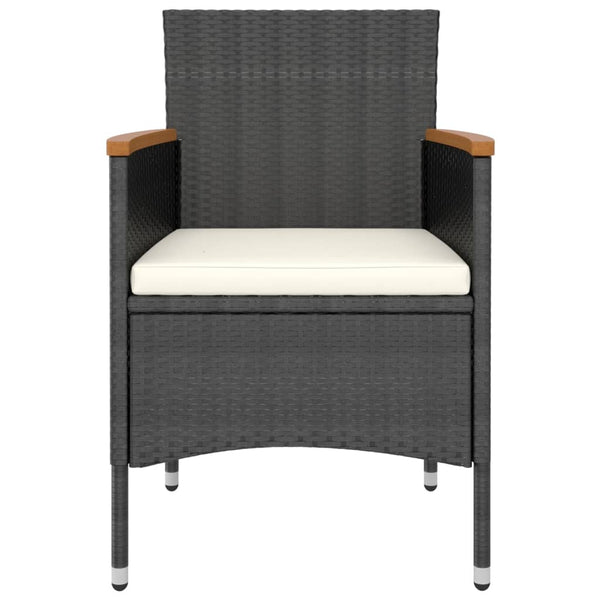 5-tlg. Garten-Bistro-Set Poly Rattan und Hartglas Schwarz